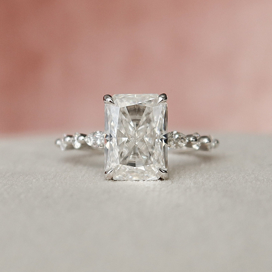 Moissanite 3.40 CT Radiant Cut Diamond Victorian Engagement Ring