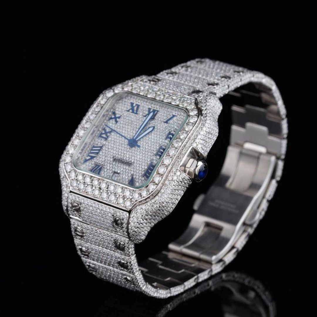 Moissanite 30.00 CT Round Cut Diamond Art Deco Watch