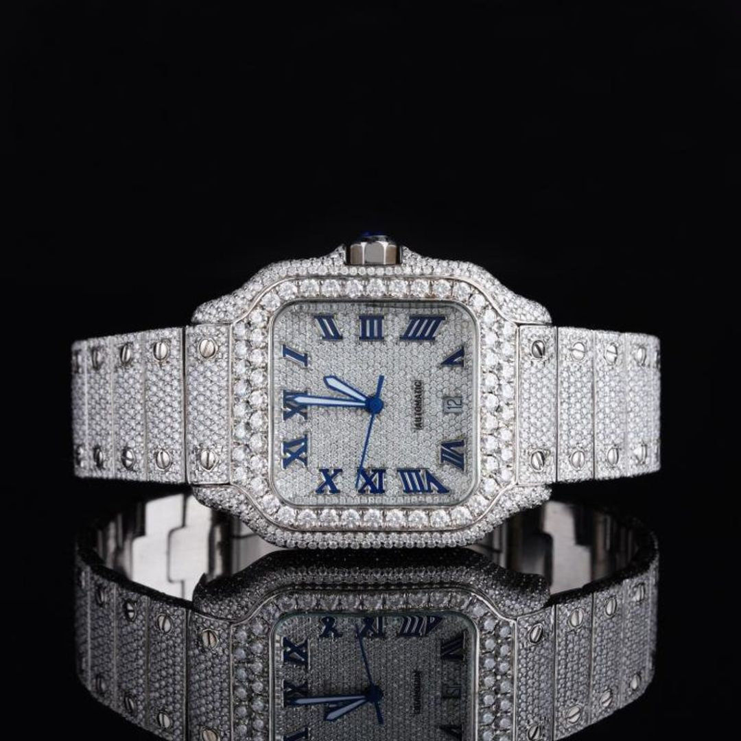 Moissanite 30.00 CT Round Cut Diamond Art Deco Watch