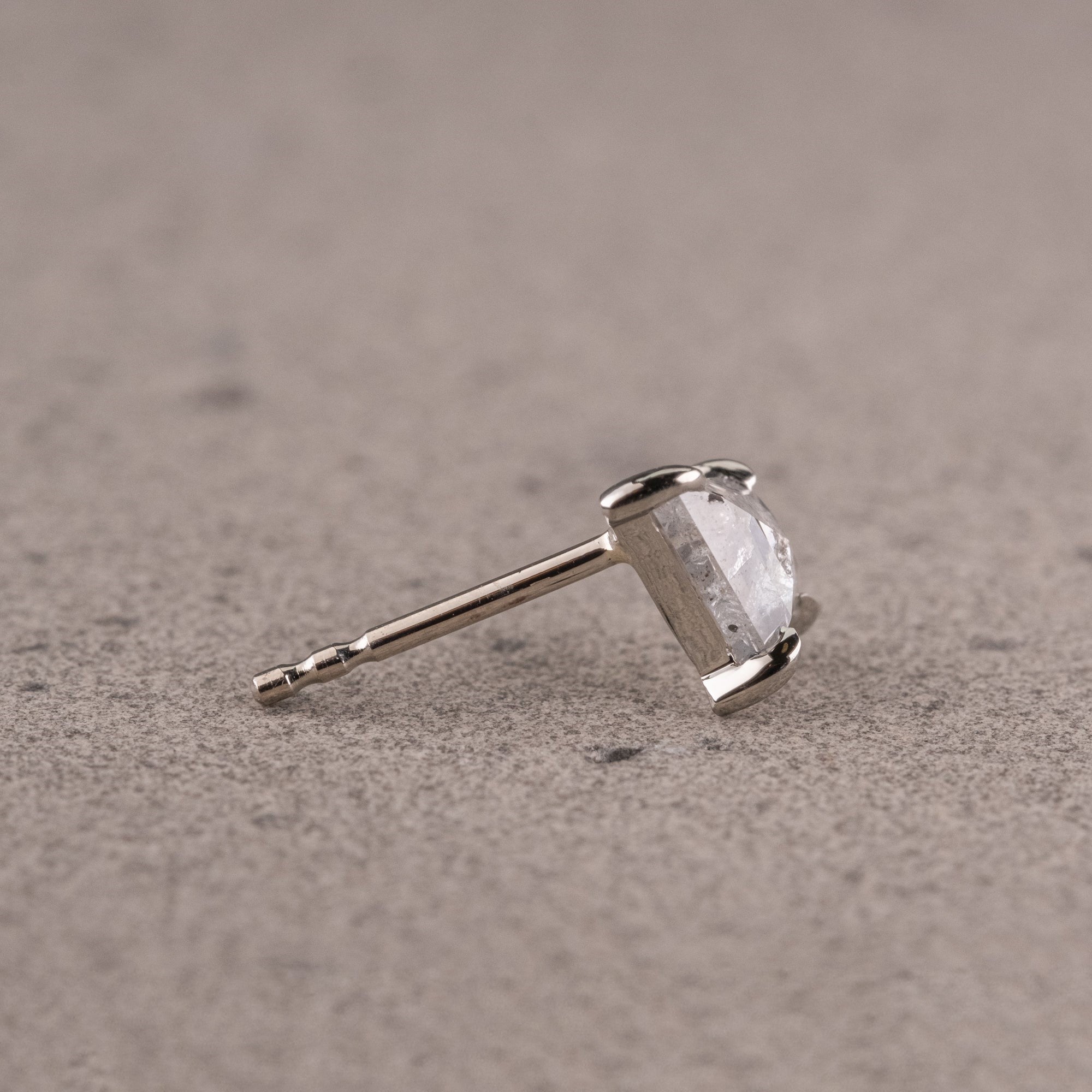 Natural Salt And Pepper 1.00 CT Kite Diamond Stud Earring