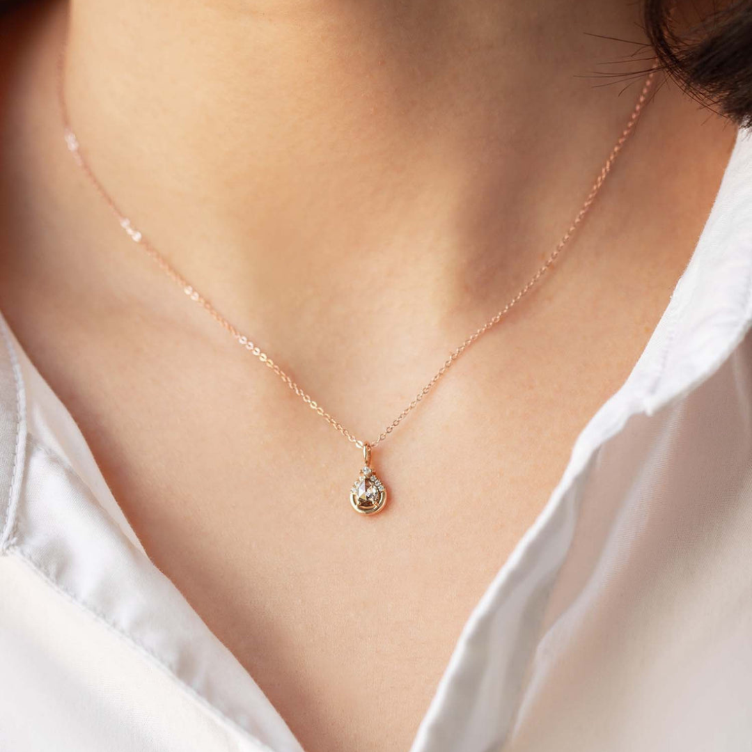 Natural Salt And Pepper 2.55 CT Pear Diamond Necklace