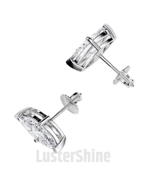 Marquise Moissanite Stud Earrings – Rose Gold Screw Back Earrings – 1ct Each – VVS1 G Color – Dainty Moissanite Earrings Gift