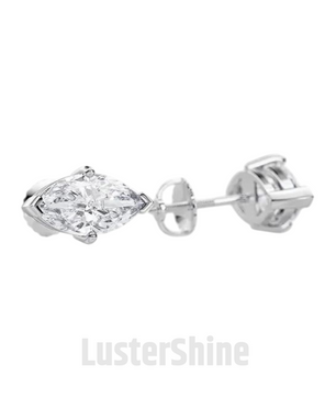 Marquise Moissanite Stud Earrings – Rose Gold Screw Back Earrings – 1ct Each – VVS1 G Color – Dainty Moissanite Earrings Gift
