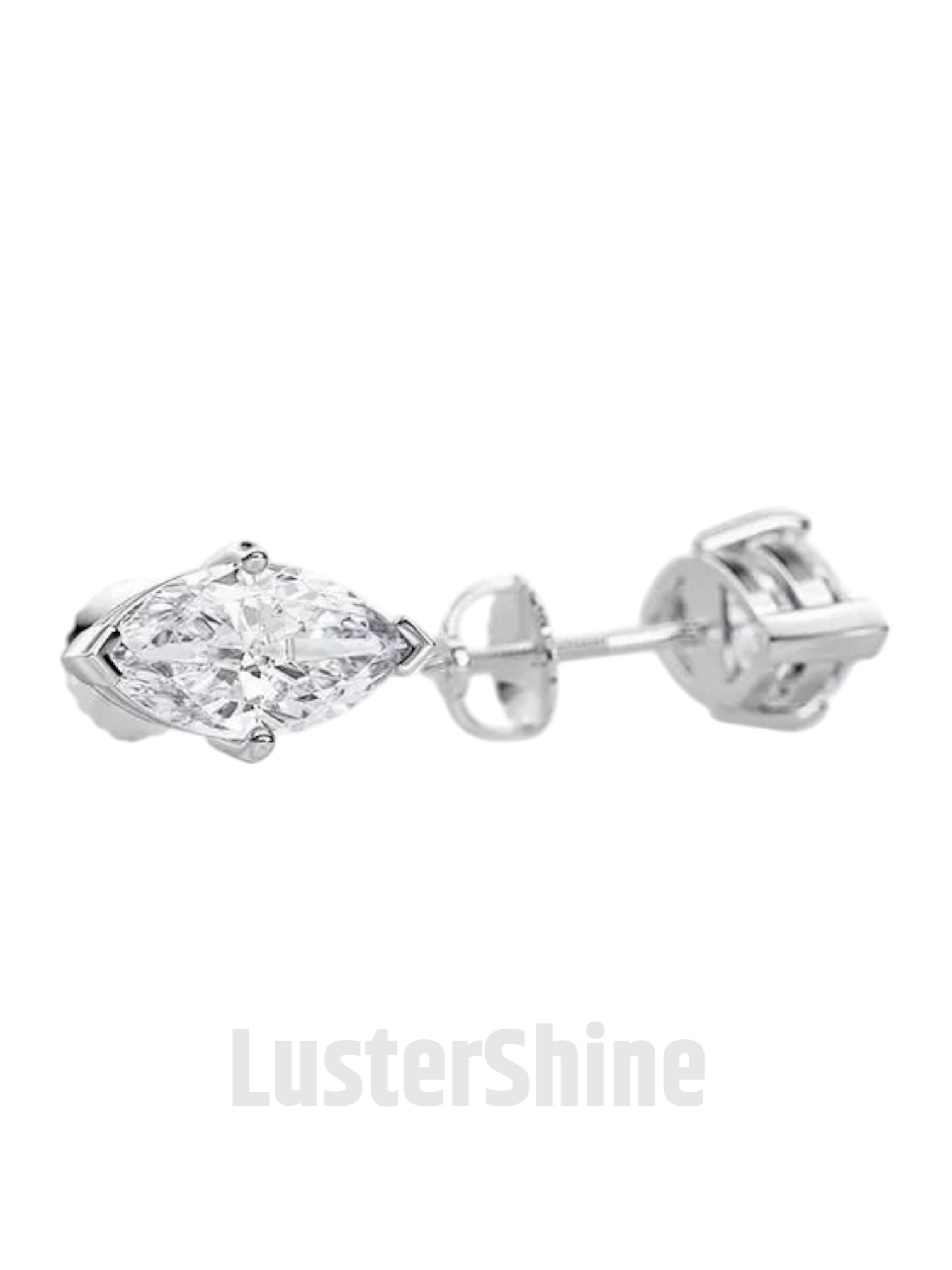 Marquise Moissanite Stud Earrings – Rose Gold Screw Back Earrings – 1ct Each – VVS1 G Color – Dainty Moissanite Earrings Gift