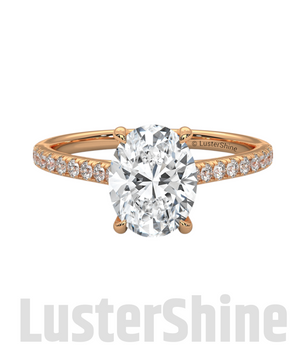 Oval Solitaire Engagement Ring – 10k 14k Rose White Yellow Gold – Custom Bridal Ring – Elegant Oval Cut Diamond Ring – Custom Size Ring Gift