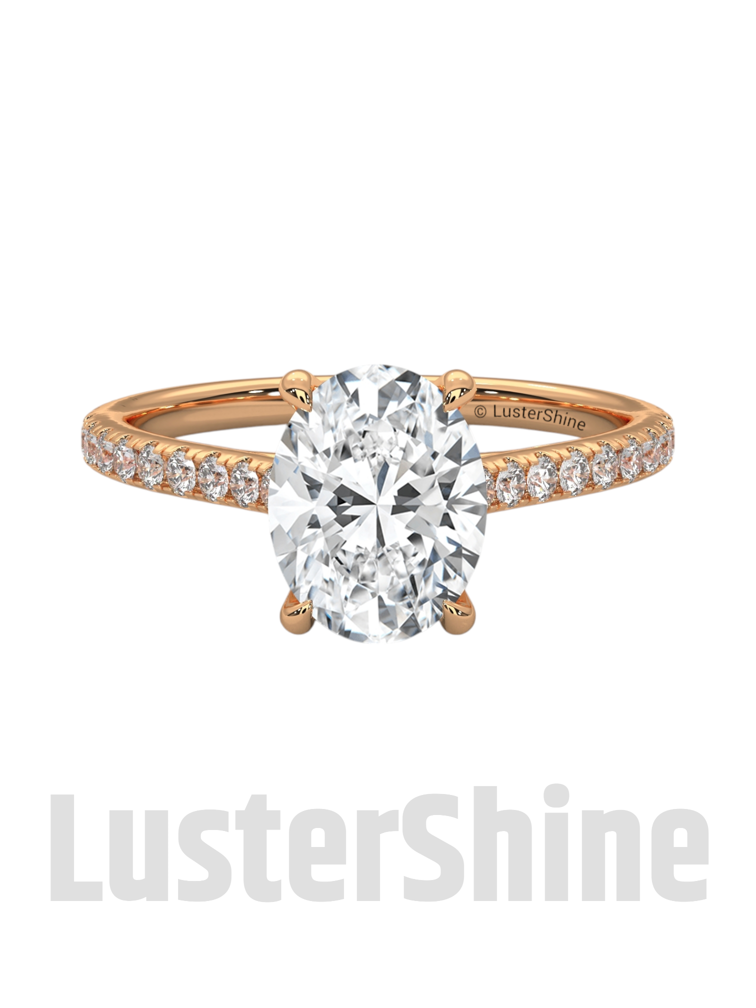 Oval Solitaire Engagement Ring – 10k 14k Rose White Yellow Gold – Custom Bridal Ring – Elegant Oval Cut Diamond Ring – Custom Size Ring Gift
