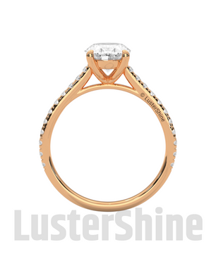 Oval Solitaire Engagement Ring – 10k 14k Rose White Yellow Gold – Custom Bridal Ring – Elegant Oval Cut Diamond Ring – Custom Size Ring Gift