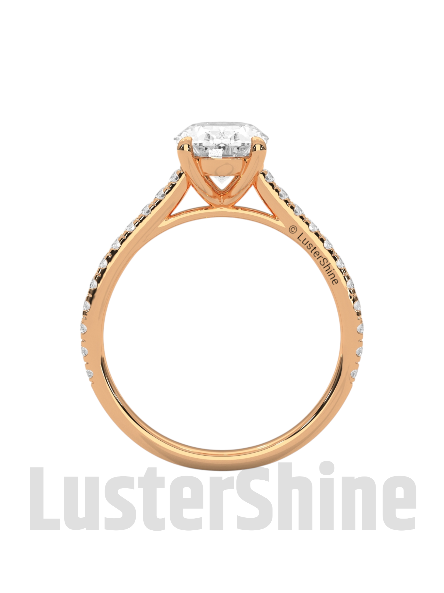 Oval Solitaire Engagement Ring – 10k 14k Rose White Yellow Gold – Custom Bridal Ring – Elegant Oval Cut Diamond Ring – Custom Size Ring Gift