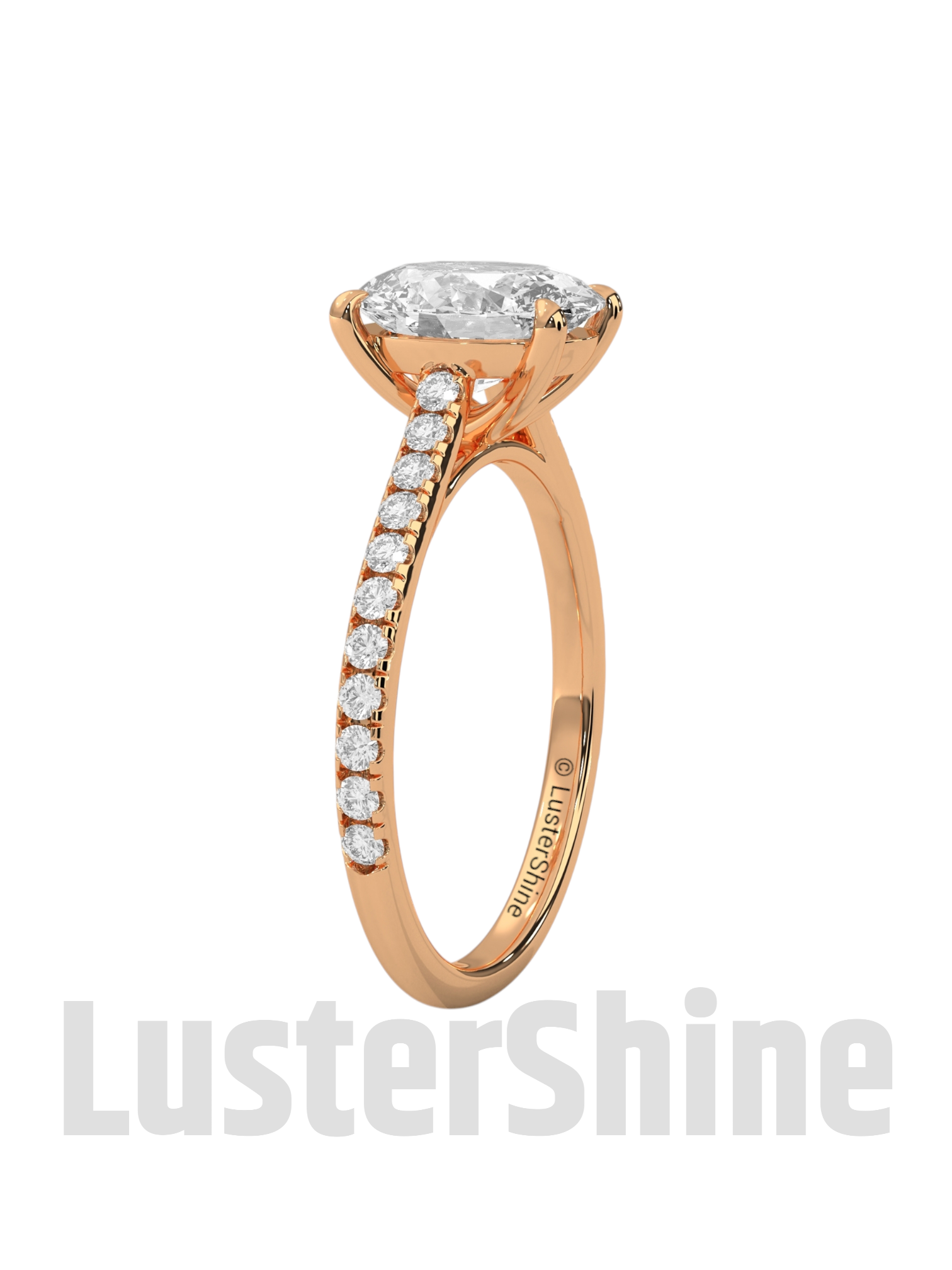 Oval Solitaire Engagement Ring – 10k 14k Rose White Yellow Gold – Custom Bridal Ring – Elegant Oval Cut Diamond Ring – Custom Size Ring Gift