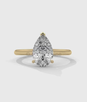 Pear Cut Diamond Engagement Ring – 2 Carat Solitaire Gold Ring – Minimalist Pear Ring – Elegant Pear Shape Proposal Ring by LusterShine Gift