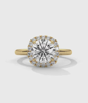 Round Halo Diamond Ring – 2ct Engagement Ring – 14K Gold Halo Ring – Classic Round Cut – Dainty Wedding Ring – Handmade Bridal Jewelry Gift