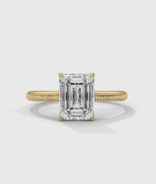 Emerald Cut Solitaire Engagement Ring – 2ct Moissanite Diamond 925 Silver, 14K 18K Gold & Platinum Ring – Minimalist Solitaire Ring for Her