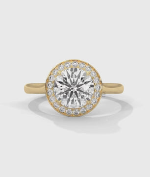 Halo Diamond Engagement Ring – Round Cut Solitaire with Accents – 14K 18K Gold Bridal Ring – Moissanite Diamond Ring Jewelry
