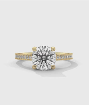 Round Cut Diamond Engagement Ring – 2CT Solitaire Ring – Six Prong Gold Ring – 14K Yellow Gold – Classic Bridal Ring – Dainty Promise Ring
