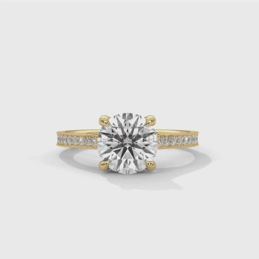 Round Cut Diamond Engagement Ring – 2CT Solitaire Ring – Six Prong Gold Ring – 14K Yellow Gold – Classic Bridal Ring – Dainty Promise Ring