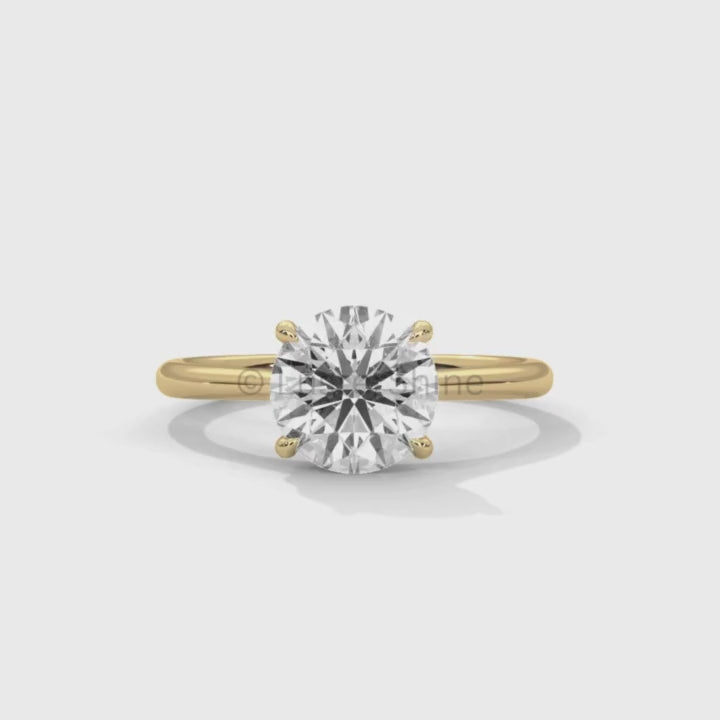 Round Diamond Solitaire Engagement Ring – 2 Carat Four Prong Minimalist Gold Ring – Classic Ring by LusterShine Simple Wedding Jewelry Gift