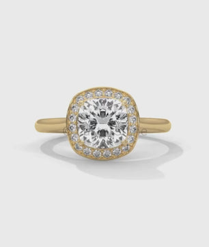 Cushion Halo Diamond Engagement Ring – Cushion Cut Halo Ring – 14K 18K Gold Moissanite Bridal Ring – Cushion Diamond Promise Ring Gift her