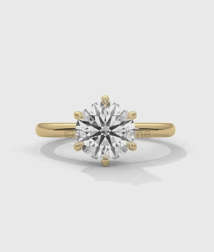 Round Solitaire Diamond Engagement Ring – 6 Prong Moissanite Ring – 14K 18K Gold Ring – Classic Proposal Ring – LusterShine Bridal Jewelry